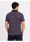 Erkek Pike Kumaş Gül Kurusu Çizgili Polo Yaka Tişört Kısa Kol T-Shirt - Siyah