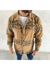 Erkek Polar Fermuarlı Sweatshirt – Kapüşonsuz, Cepli, Yumuşak Dokulu, Oversize Rahat Kalıp, Kışlık Sıcak Tutan Fermuarlı Üst - Sarı
