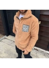 Erkek Polar Fermuarlı Sweatshirt – Kapüşonsuz, Cepli, Yumuşak Dokulu, Oversize Rahat Kalıp, Kışlık Sıcak Tutan Fermuarlı Üst - Kahverengi