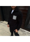 Erkek Polar Fermuarlı Sweatshirt – Kapüşonsuz, Cepli, Yumuşak Dokulu, Oversize Rahat Kalıp, Kışlık Sıcak Tutan Fermuarlı Üst - Siyah