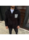 Erkek Polar Fermuarlı Sweatshirt – Kapüşonsuz, Cepli, Yumuşak Dokulu, Oversize Rahat Kalıp, Kışlık Sıcak Tutan Fermuarlı Üst - Siyah