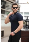 Erkek Polo Yaka Yarım Fermuar Tişört