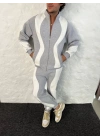 Erkek Premium Parçalı Eşofman Takım - Dik Yaka Fermuarlı Sweatshirt, - Gri