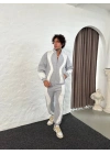 Erkek Premium Parçalı Eşofman Takım - Dik Yaka Fermuarlı Sweatshirt, - Gri