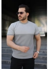 Erkek Renk Bloklu Bisiklet Yaka Kısa Kollu Triko Tişört