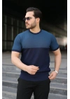 Erkek Renk Bloklu Bisiklet Yaka Kısa Kollu Triko Tişört