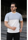 Erkek Renk Bloklu Bisiklet Yaka Kısa Kollu Triko Tişört