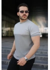 Erkek Renk Bloklu Bisiklet Yaka Kısa Kollu Triko Tişört