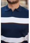 Erkek şerit Desenli Hemşire Yaka Kısa Kollu Tişört