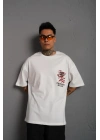 Erkek Sırt Baskılı A Kalite Oversize T-shirt - Beyaz