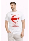 Erkek TÜRKİYE Ay Yıldız Baskılı Taraftar Forma T-Shirt - Beyaz