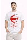 Erkek TÜRKİYE Ay Yıldız Baskılı Taraftar Forma T-Shirt - Beyaz