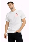 Erkek TÜRKİYE Ay Yıldız Baskılı Taraftar Forma T-Shirt - Beyaz