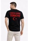 Erkek TÜRKİYE Ay Yıldız Baskılı Taraftar Forma T-Shirt - Siyah