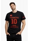 Erkek TÜRKİYE Baskılı Tişört 2026 Dünya Kupası Taraftar Forma T-Shirt - Siyah