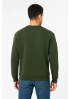 Erkek Üç İplik Düz Bisiklet Yaka SweatShirt - Haki