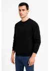 Erkek Üç İplik Düz Bisiklet Yaka SweatShirt - Siyah