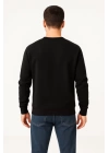 Erkek Üç İplik Düz Bisiklet Yaka SweatShirt - Siyah
