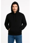 Erkek Üç İplik Kapüşonlu Kanguru Cepli SweatShirt Hoodie - Siyah