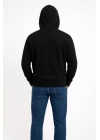 Erkek Üç İplik Kapüşonlu Kanguru Cepli SweatShirt Hoodie - Siyah
