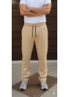 Erkek Üç Iplik Kışlık Pamuklu Ovarsize Bağcıklı Düz Paça Cepli Eşofman Altı Spor Rahat Model - Bej