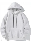 Erkek Uzun Kol Kapşonlu Basic Sweatshirt Hoodie - Gri