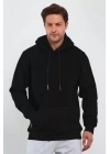Erkek Uzun Kol Kapşonlu Basic Sweatshirt Hoodie - Siyah