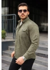 Erkek Uzun Kollu Cepli Kadife Gömlek