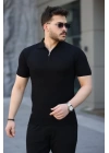 Erkek Viskon Kumaş Polo Yaka Desenli Tişört