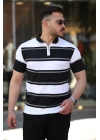 Erkek Yakalı Fermuarlı çift Renk Kısa Kollu T-shirt