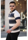 Erkek Yakalı Fermuarlı çift Renk Kısa Kollu T-shirt