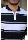 Erkek Yakalı Fermuarlı çift Renk Kısa Kollu T-shirt