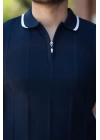 Erkek Yakalı Fermuarlı Kısa Kollu T-shirt