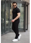 Erkek Yakalı Fermuarlı T-shirt Pantolon Ikili Rahat Takım