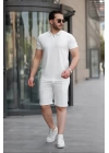 Erkek Yakalı Fermuarlı T-shirt şort Ikili Takım