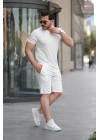 Erkek Yakalı Fermuarlı T-shirt şort Ikili Takım