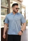 Erkek Yakalı Jakar Baskılı Kısa Kollu T-shirt
