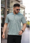 Erkek Yakalı Jakar Baskılı Kısa Kollu T-shirt