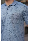 Erkek Yakalı Jakar Baskılı Kısa Kollu T-shirt