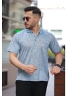 Erkek Yakalı Jakar Baskılı Kısa Kollu T-shirt