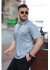 Erkek Yakalı Jakar Baskılı Kısa Kollu T-shirt