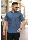 Erkek Yakalı Mini Jakarlı Kısa Kollu T-shirt