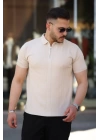 Erkek Yakası Fermuarlı Kısa Kollu T-shirt