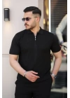 Erkek Yakası Fermuarlı Kısa Kollu T-shirt
