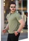 Erkek Yakası Fermuarlı Kısa Kollu T-shirt
