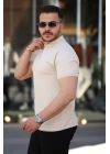 Erkek Yakası Fermuarlı Kısa Kollu T-shirt