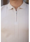 Erkek Yakası Fermuarlı Kısa Kollu T-shirt