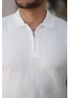 Erkek Yakası Fermuarlı Kısa Kollu T-shirt