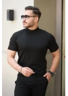 Erkek Yarım Balıkçı Yaka Kısa Kollu Tişört