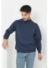 Erkek Yarım Boğaz Triko Kazak Yumuşak Dokulu Pamuklu Ince Dokuma, Uzun Kollu Rahat Regular Kalıp - İndigo